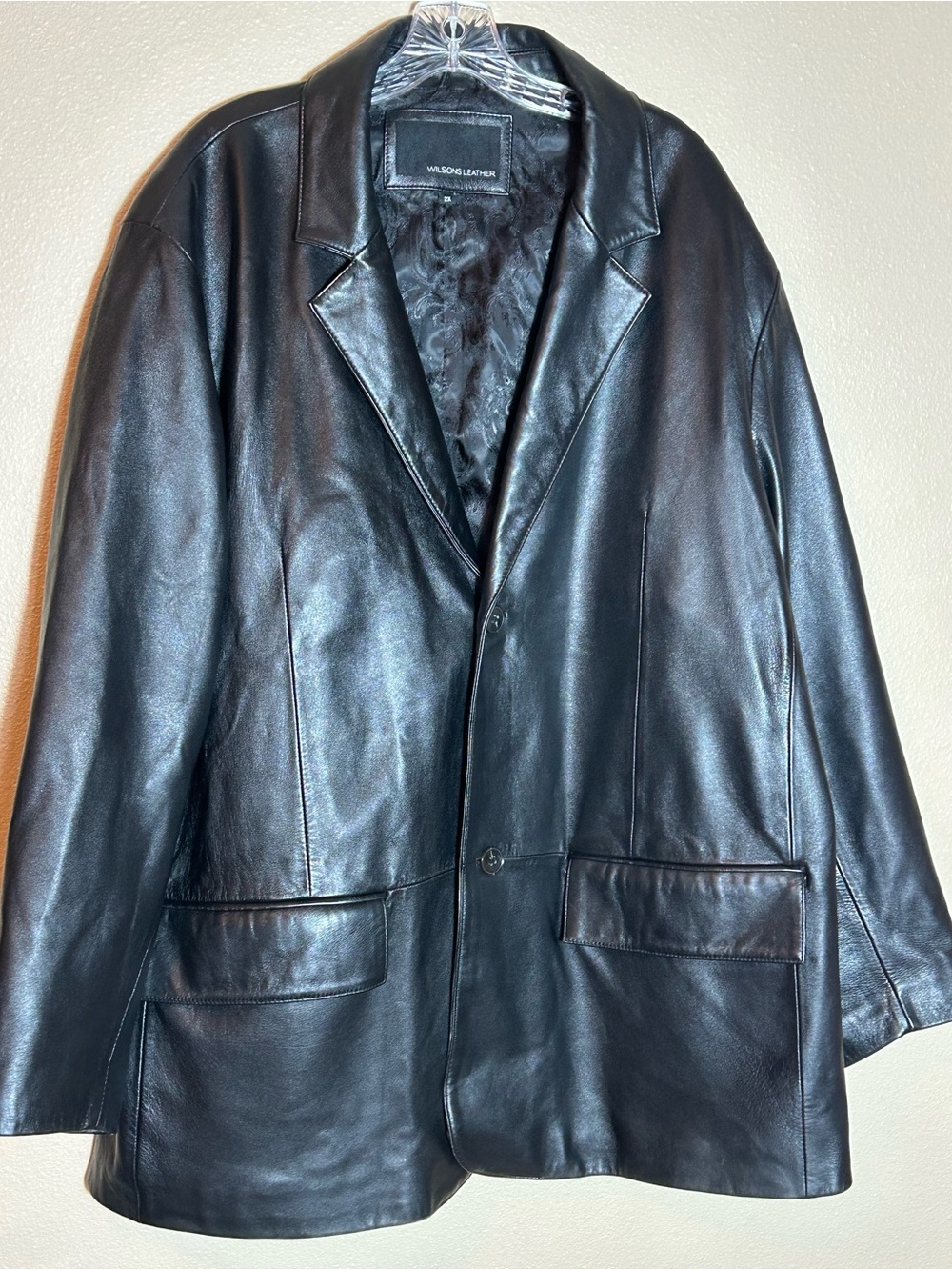 Wilson’s Leather Men’s 2 Button Leather Blazer Jacket, Black, Size 2X, Like New! - Picture 2 of 16